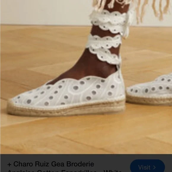 NEW w/BOX White Lace Espadrille Flats - Picture 2 of 5